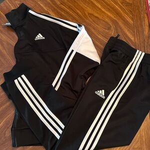 Boys Adidas Black and White Athletic  Jacket/ Pants Set